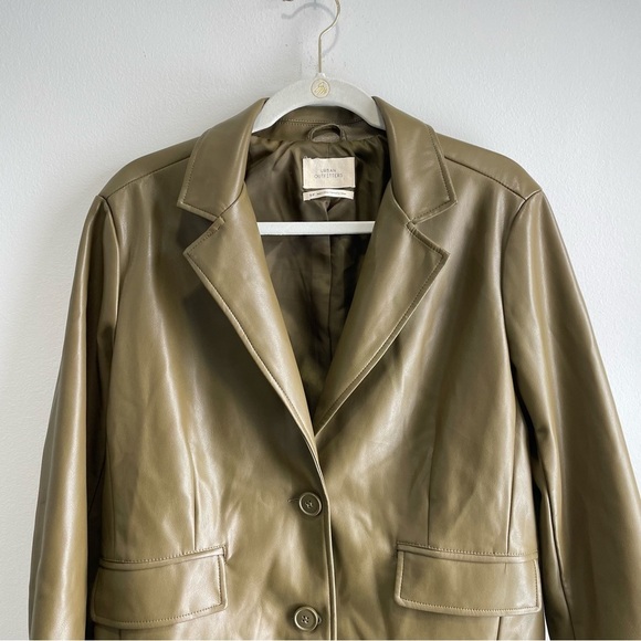 Urban Outfitters Oversized Jules Faux Leather Blazer Olive Small - Picture 8 of 15
